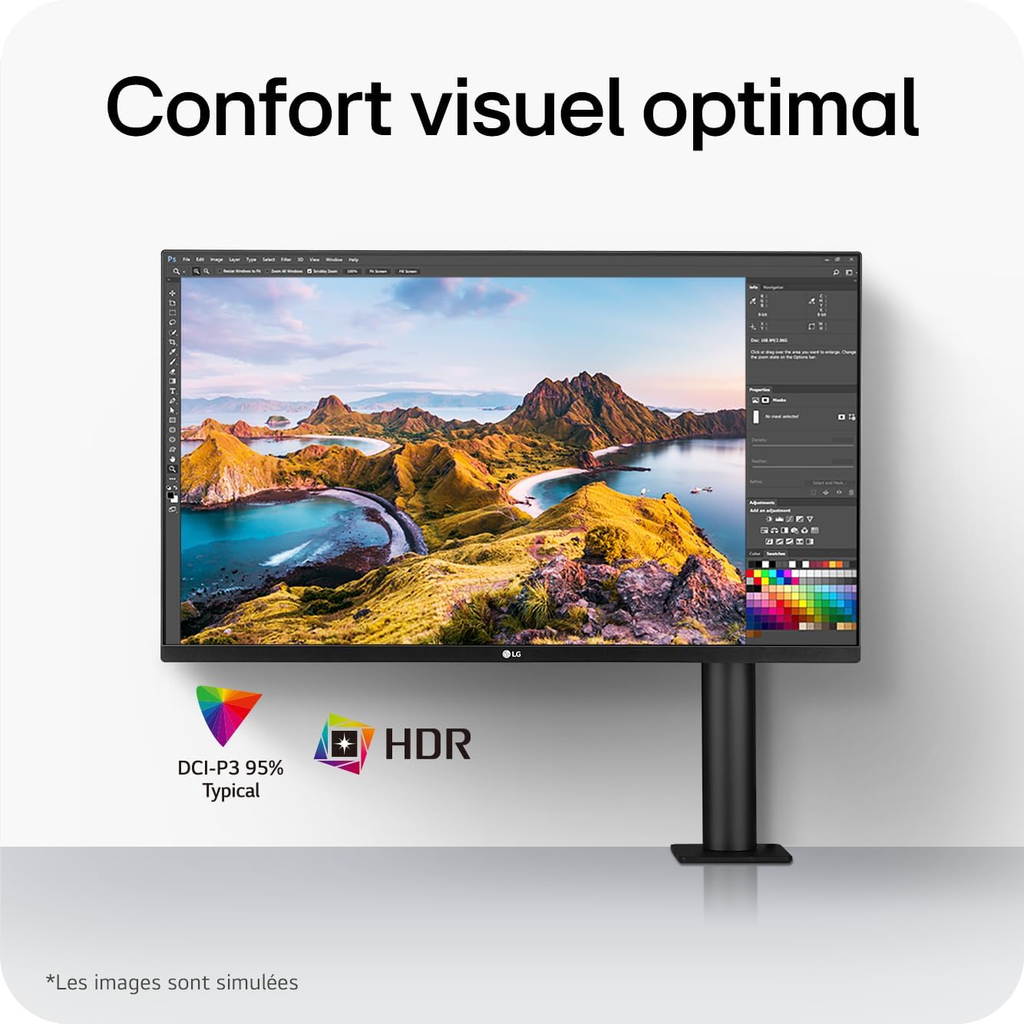 LG UltraFine™ 32UN880K-B – Écran PC 32’’ 4K UHD, Dalle IPS, HDR10, DCI-P3 95%, Support Ergonomique