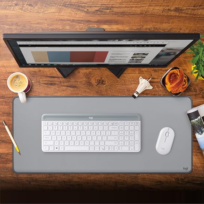 Logitech Desk Mat - Studio Series, Large Tapis de Bureau (Gris)