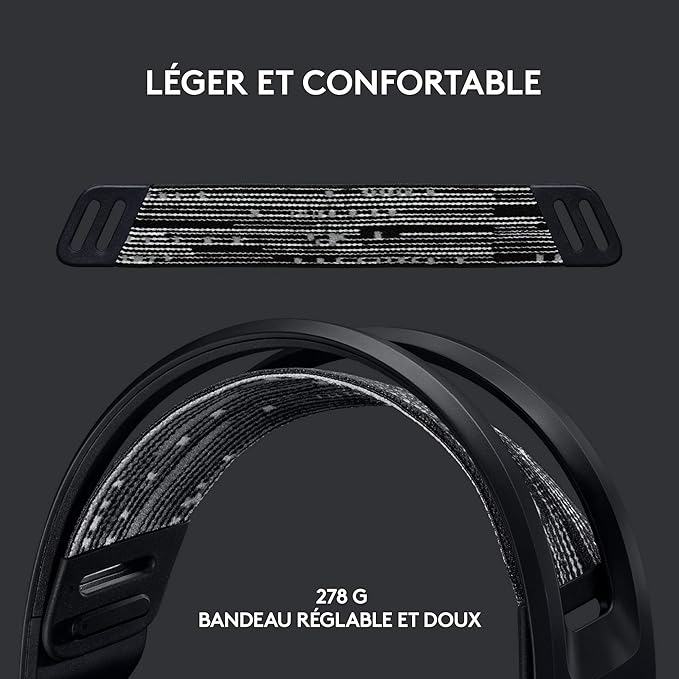 Logitech G G733 Casque Gamer Sans Fil LIGHTSPEED avec Bandeau de Suspension, LIGHTSYNC RVB, de Micro Blue VO!CE- Noir