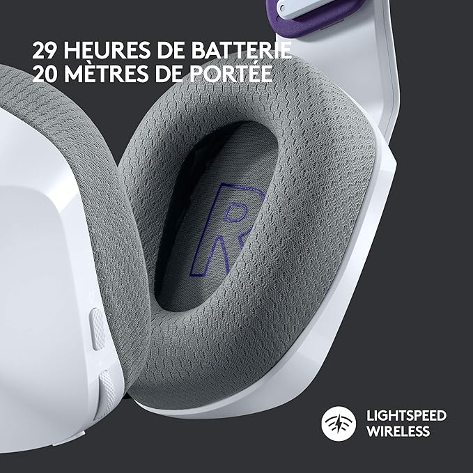 Logitech G G733 Casque Gamer Sans Fil LIGHTSPEED avec Bandeau de Suspension, LIGHTSYNC RVB, de Micro Blue VO!CE- Blanc