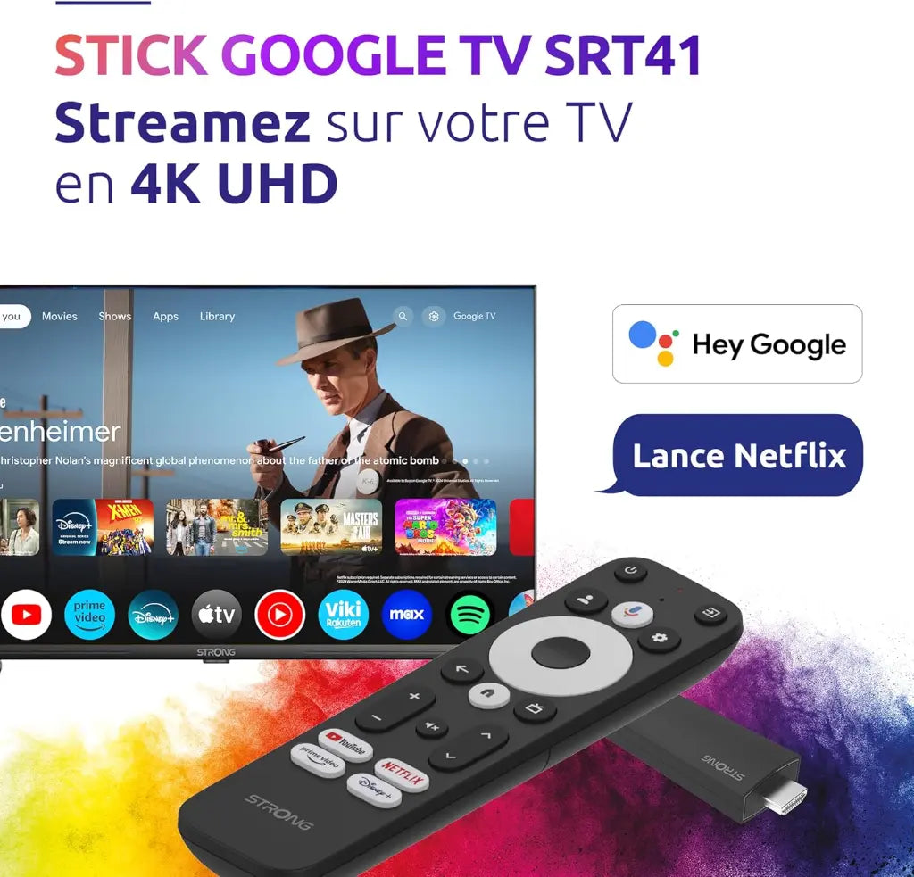 STRONG SRT41 Google Stick, TV Streaming Chromecast et Google Assistant 4K UHD