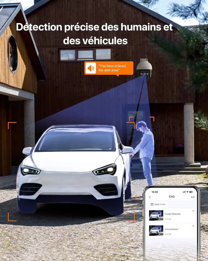 Tenda CH3-360° – Caméra de Surveillance Wi-Fi Extérieure 3MP, Vision Nocturne Couleur, Audio Bidirectionnel