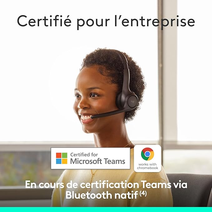 Logitech Zone 300 Casque Bluetooth sans Fil avec Microphone Anti -Parasite-20 heures d’autonomie