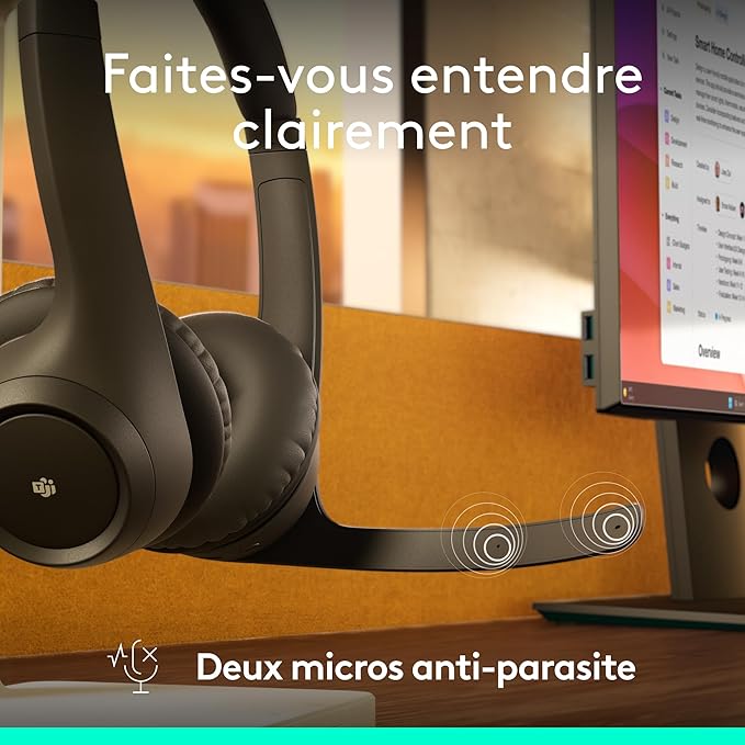 Logitech Zone 300 Casque Bluetooth sans Fil avec Microphone Anti -Parasite-20 heures d’autonomie