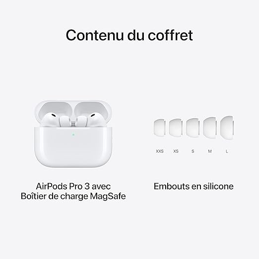 Apple AirPods Pro 3 Écouteurs sans Fil, réduction Active du Bruit, Recharge USB-C