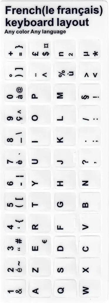 Autocollant de Remplacement français pour Clavier de Couleur Blanche