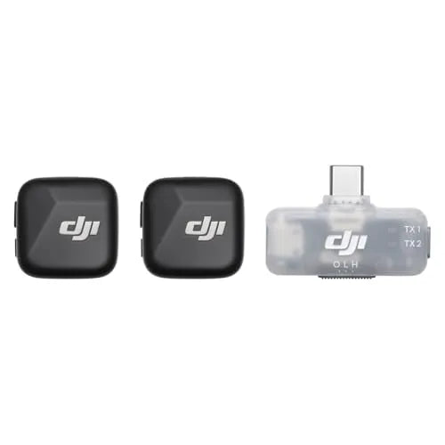 DJI Mic Mini (2 TX + 1 RX Mobile), Microphone sans Fil pour iPhone/Android, prêt à l’Emploi, Compact et léger, appairage Entre modèles, Audio de Haute qualité, Transmission Stable, réduction du Bruit