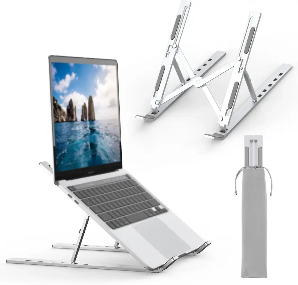 GRIFEMA GB1054B Support Ordinateur Portable Réglable, Support PC Pliable en Aluminium 6 Niveaux de Hauteur,  Léger et Stable - Argent