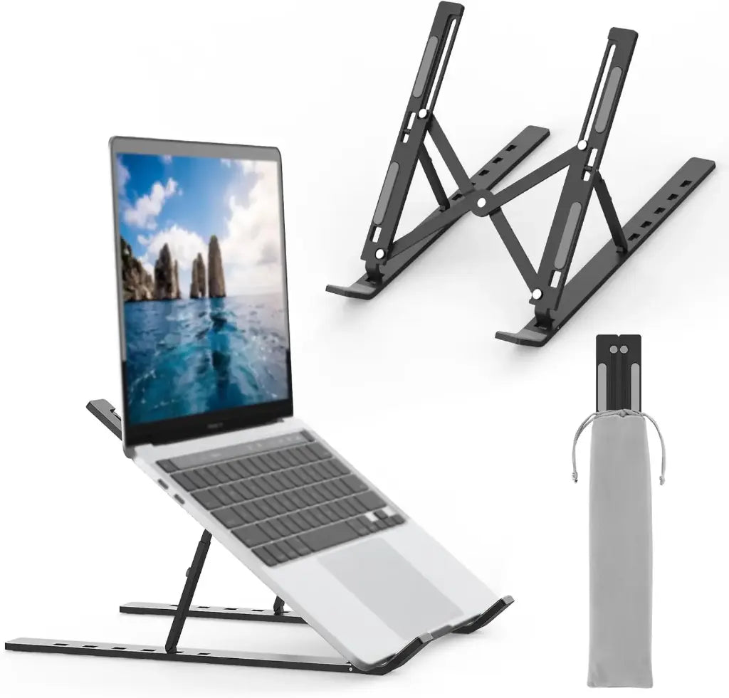 GRIFEMA GB1054B Support Ordinateur Portable Réglable, Support PC Pliable en Aluminium 6 Niveaux de Hauteur,  Léger et Stable - Noir