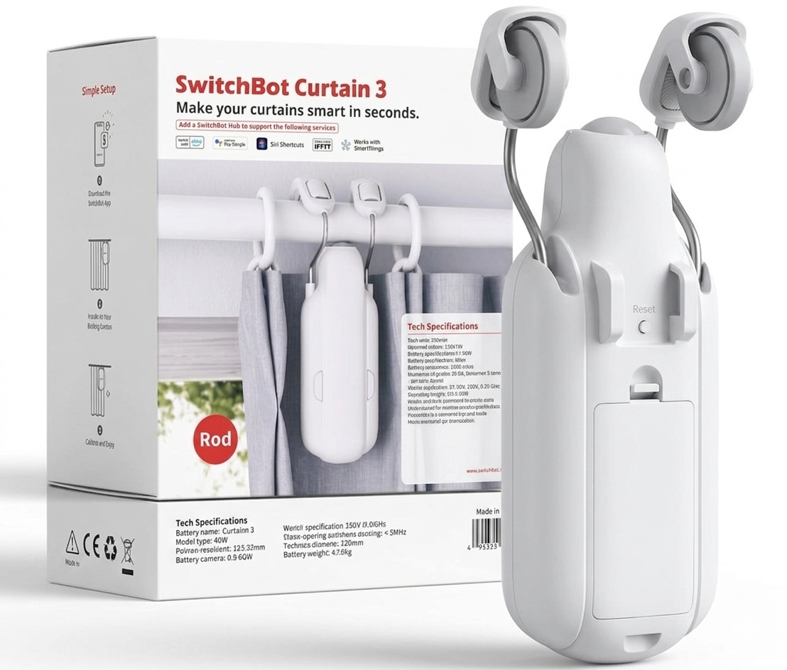 SwitchBot moteur électrique  de Rideau Intelligent - Télécommande Bluetooth (Curtain 3,Rod)