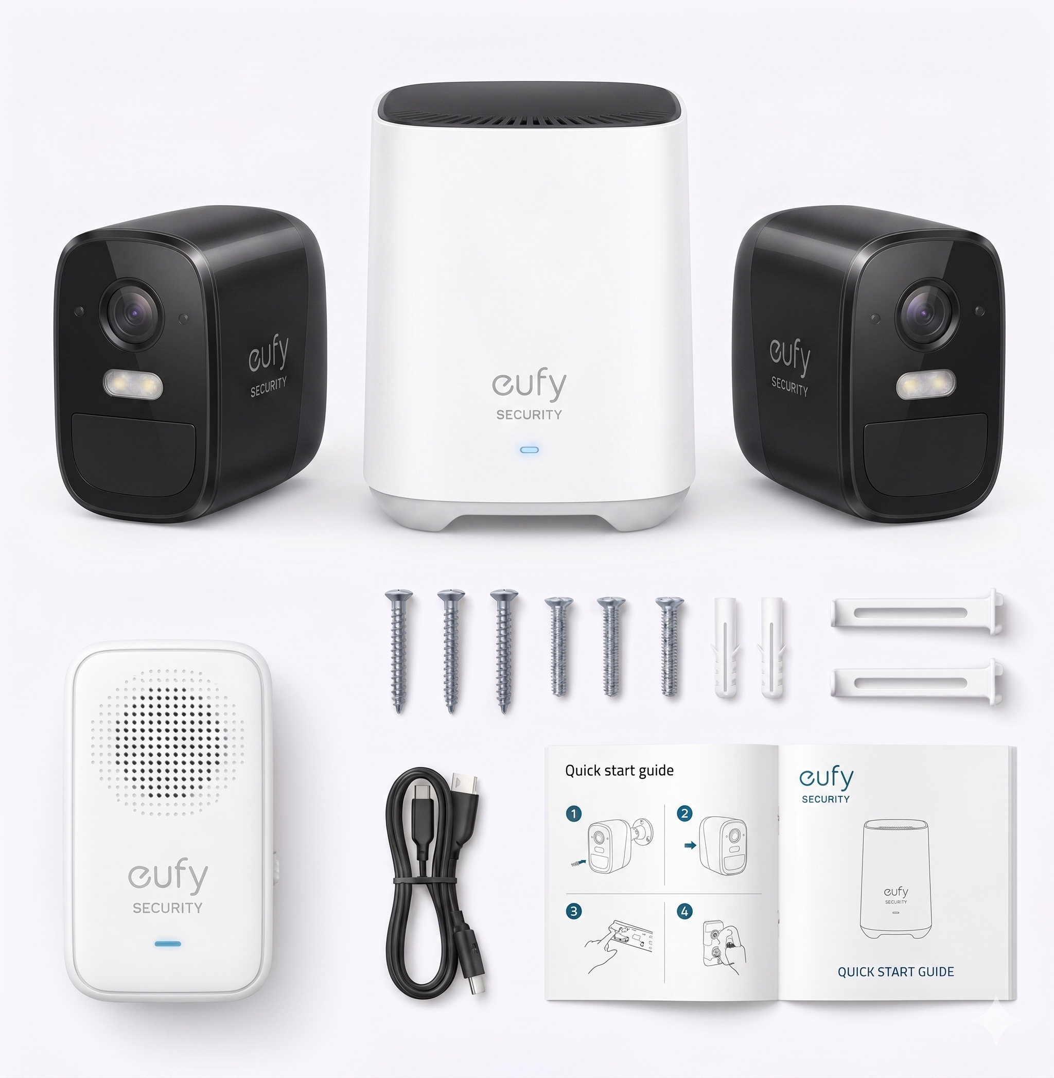 eufy security, eufyCam 2C Base, Caméra de surveillance Wi-Fi extérieure, HD 1080p, Lot de deux caméras