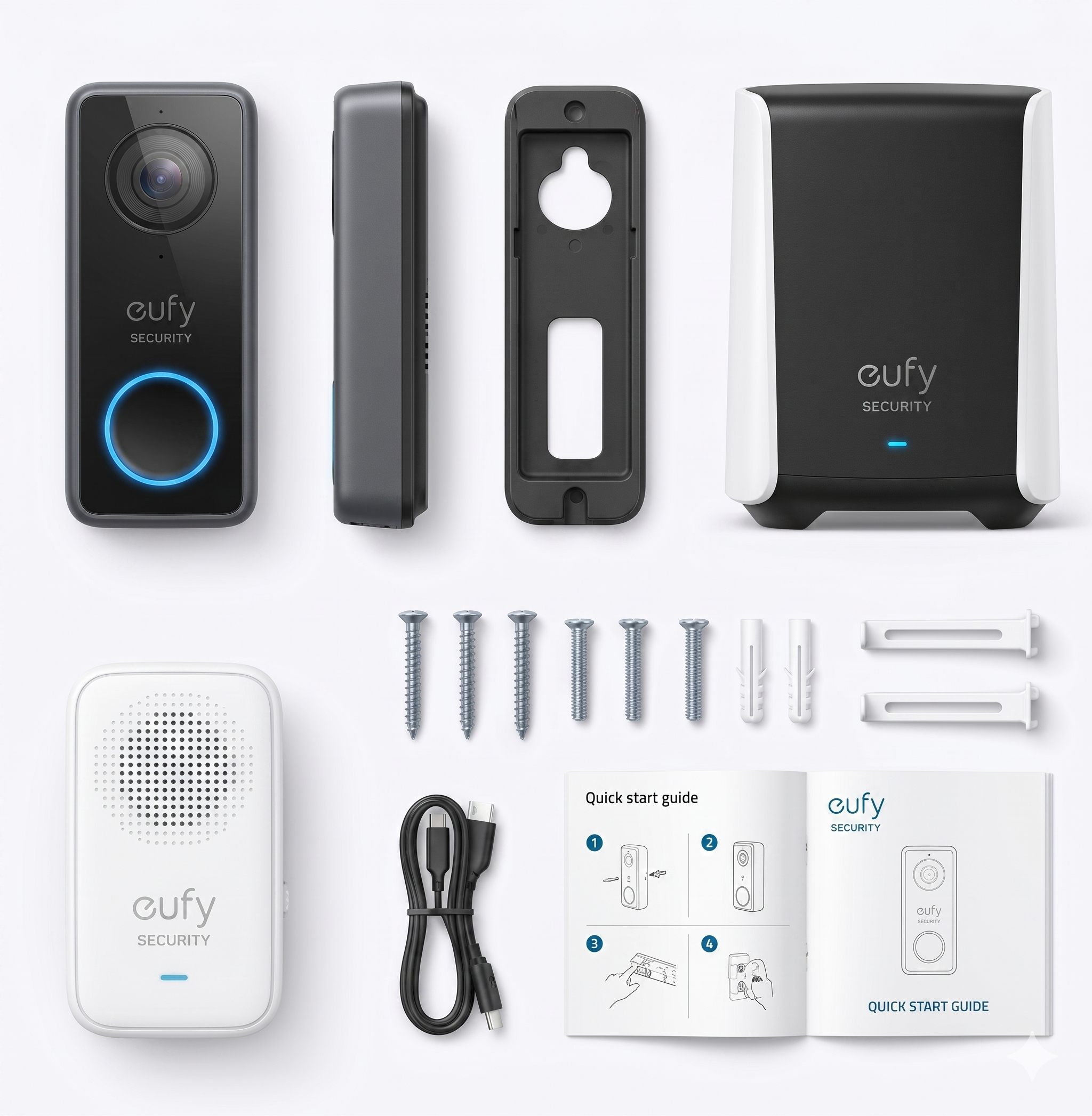 eufy Security Sonnette sans fil Extérieur Étanche avec Caméra et Batterie, Résolution HD 2K