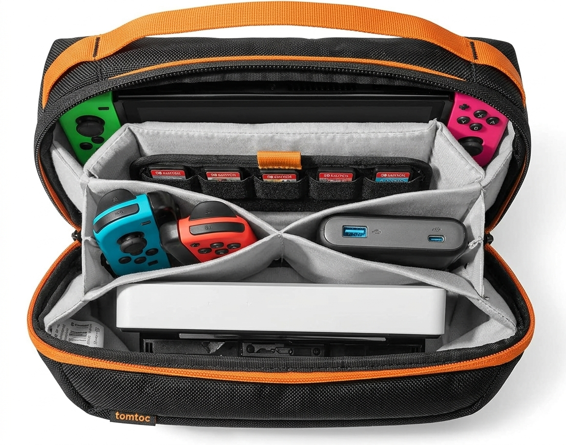 tomtoc Sac de Transport pour Nintendo Switch/OLED, Grande capacité de Protection avec 20 emplacements pour Cartes de Jeu