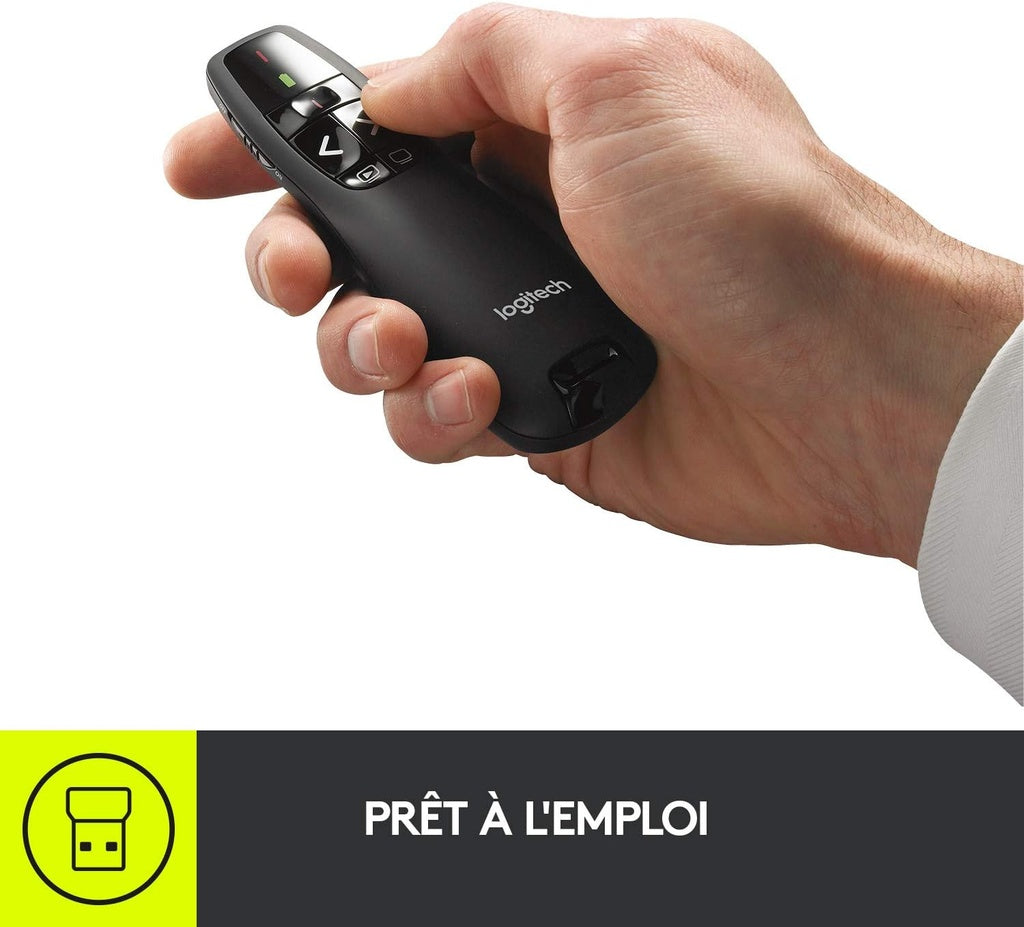 Logitech R400 – Télécommande Présentation Sans Fil, Laser Rouge, USB, 15m