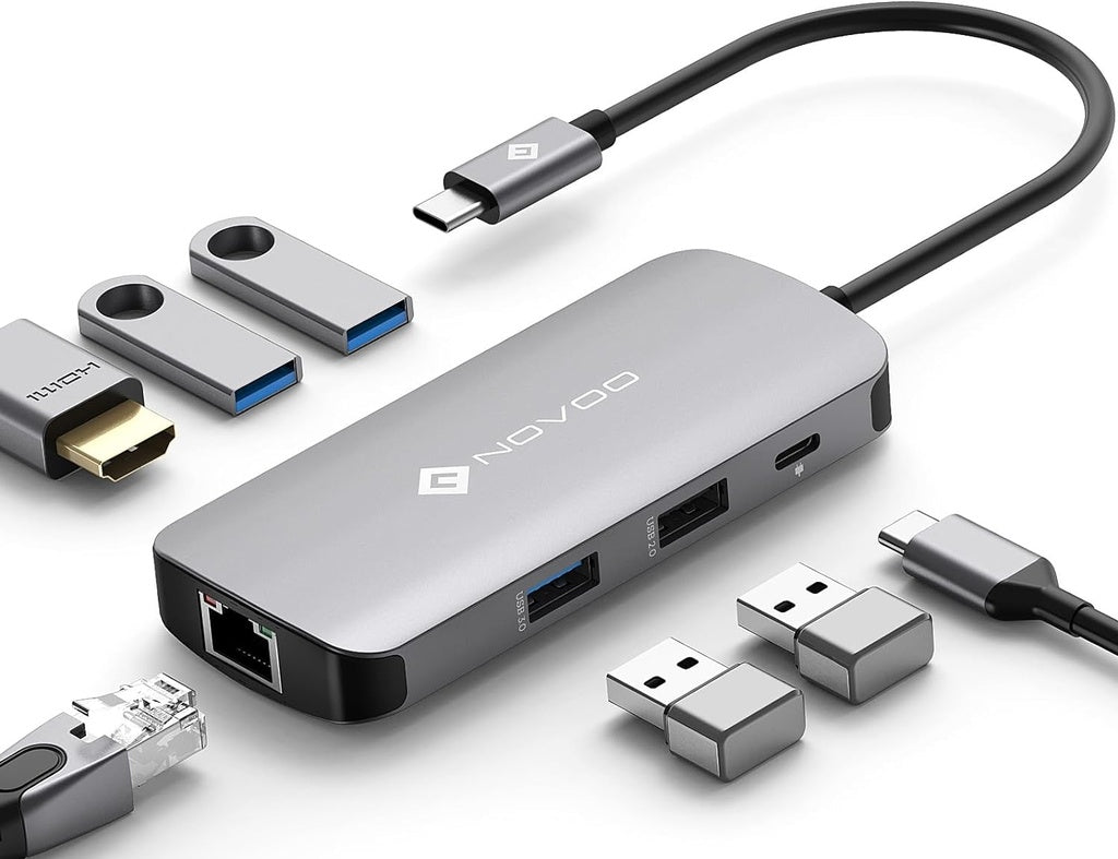 NOVOO Mulitport Adaptateur Hub USB C 100W PD Port de Recharge 7 en 1