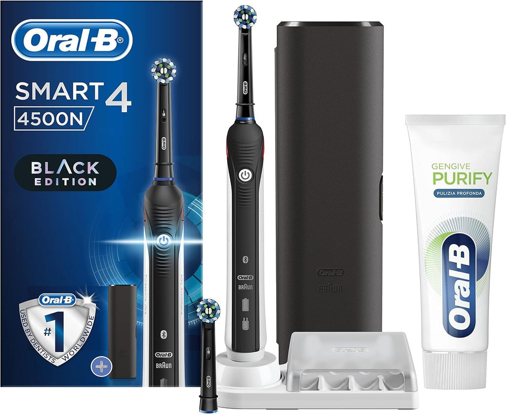 Oral-B Brosse à Dents Électrique Rechargeable – 3 Modes de Brossage, 2 Têtes, Étui de Voyage Premium + Dentifrice (Adulte)