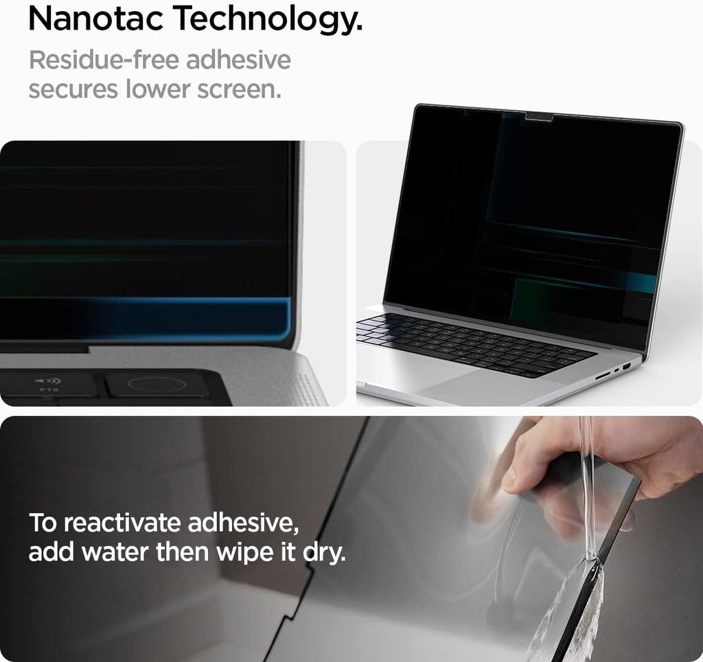 Spigen SafeView Filtre de Confidentialité Protection Écran pour MacBook Air 13.6 Pouces M3 (2024), M2 (2022),