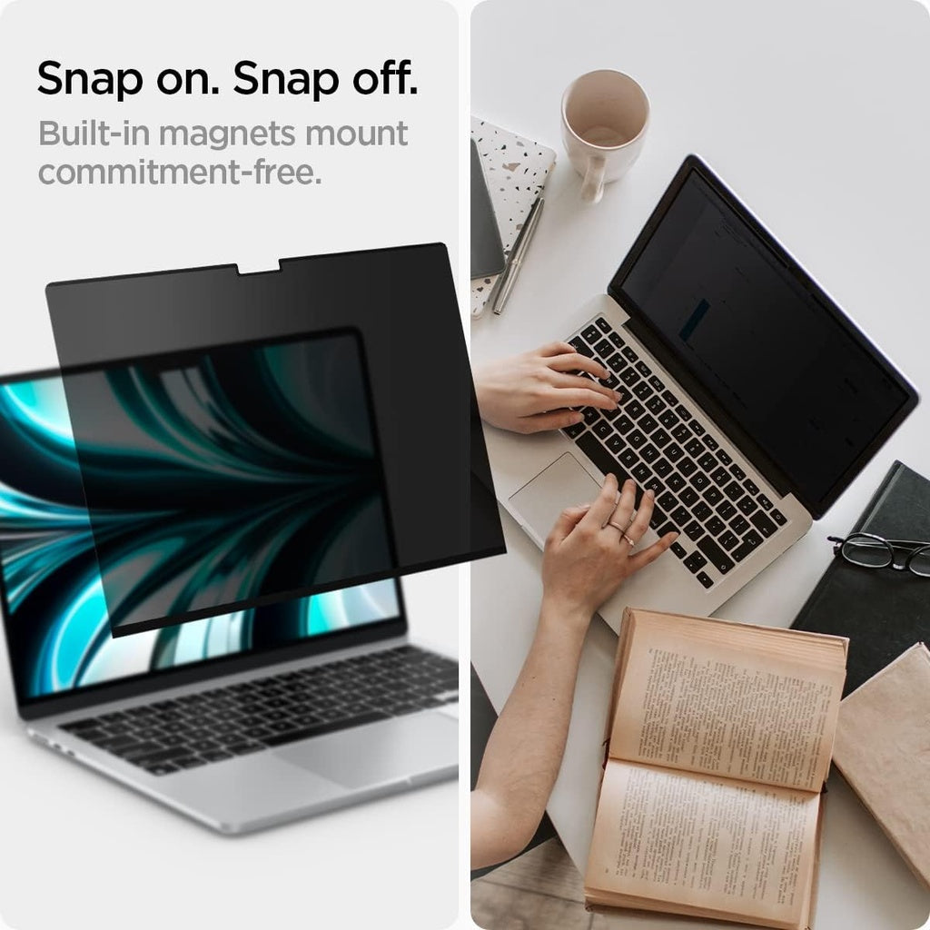 Spigen SafeView Filtre de Confidentialité Protection Écran pour MacBook Air 13.6 Pouces M3 (2024), M2 (2022),