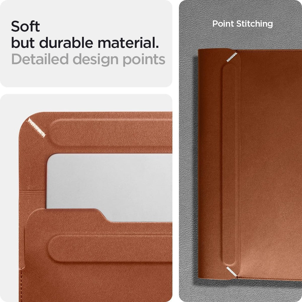 Spigen Valentinus Housse de Protection pour Ordinateur Portable 15" 15.6" 16" Pouces, Étui en Cuir(	Marron)
