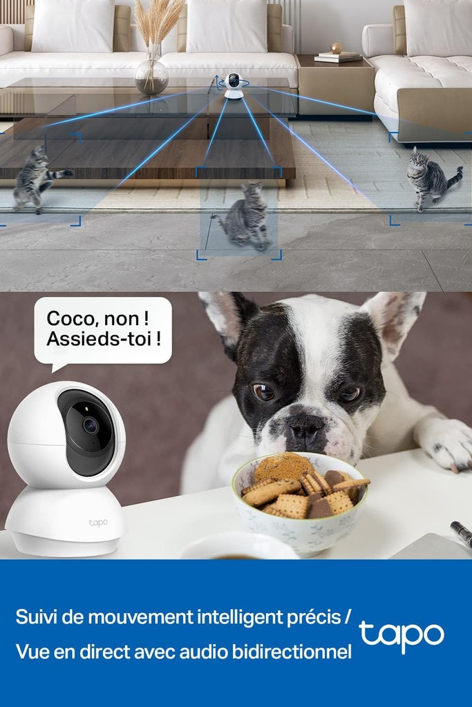 Tapo C210 – Caméra de Surveillance Wi-Fi Intérieure 2K (3MP), Rotation 360°, Compatible Alexa