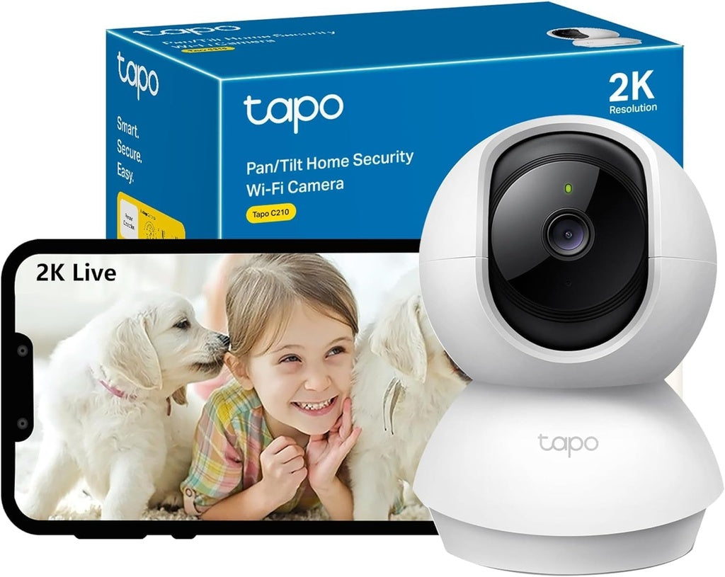 Tapo C210 – Caméra de Surveillance Wi-Fi Intérieure 2K (3MP), Rotation 360°, Compatible Alexa