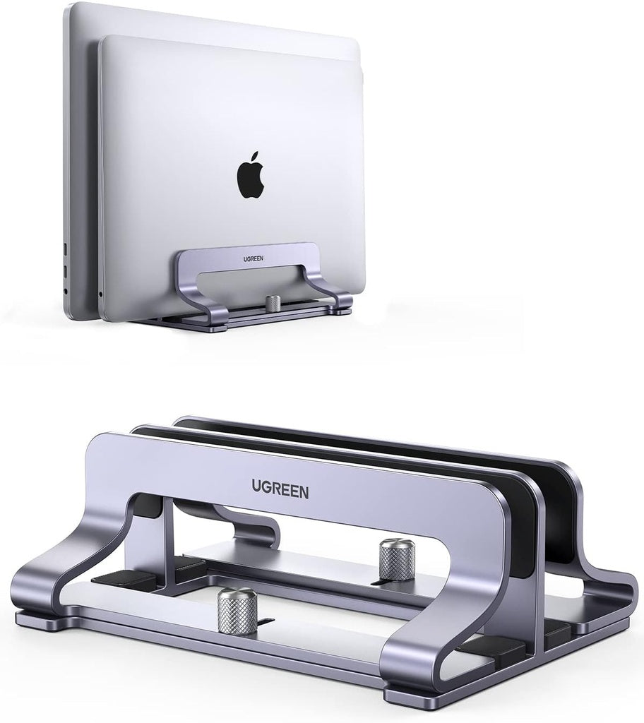 UGREEN 2 en 1 Support Ordinateur Portable Vertical Laptop Stand en Aluminium Double Porte PC Portable Bureau Réglable