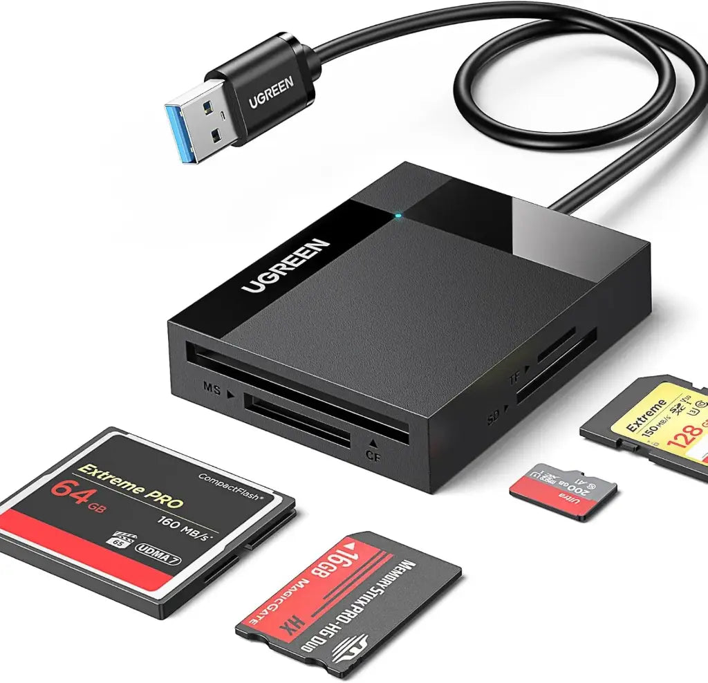UGREEN USB 3.0 Lecteur de Carte SD Micro SD TF CF MS 4 en 1 Adaptateur Compact Flash 5Gbps Transfert Rapide Simultané