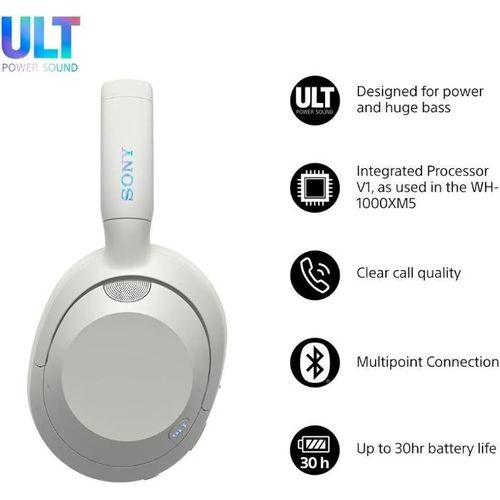 Sony ULT WEAR- Casque sans fil Bluetooth avec  réduction de bruit, qualité d'appel claire, jusqu'à 30 heures d'autonomie