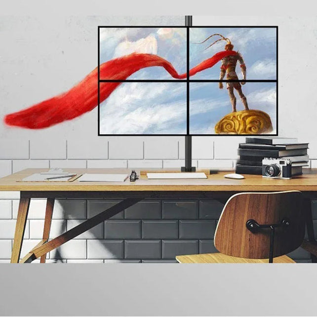 Suptek support de moniteur à 4 Bras, entièrement réglable  de  13" à 27 pouces